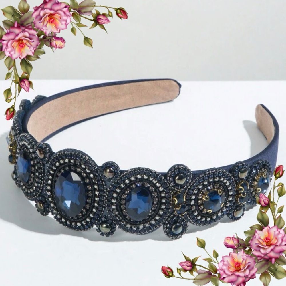 Gorgeous navy blue rhinestones Headband